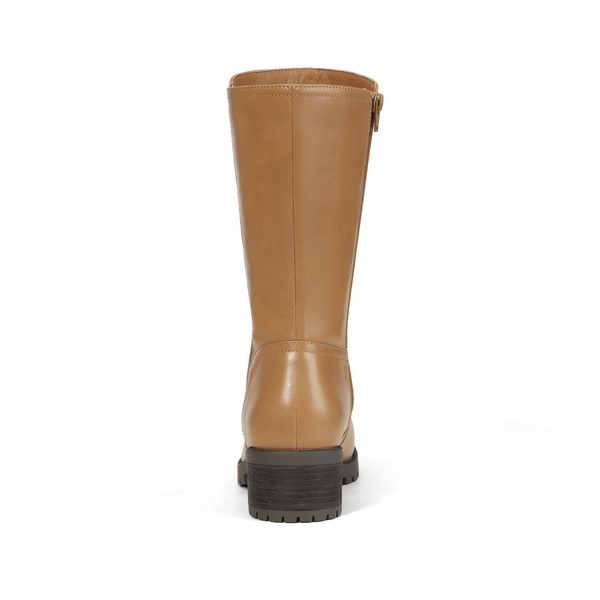 Mid Calf Riding Boots - CAMEL PU - 3